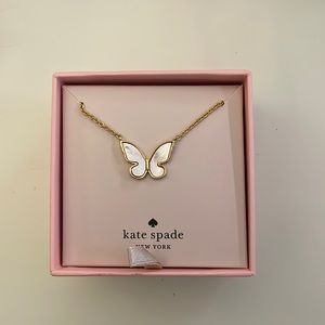 Kate Spade butterfly necklace - white and gold